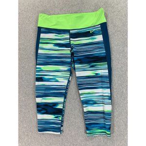 Nike‎ Dri Fit 3/4 Length Compression Leggings (Women's Medium) Blue/Green